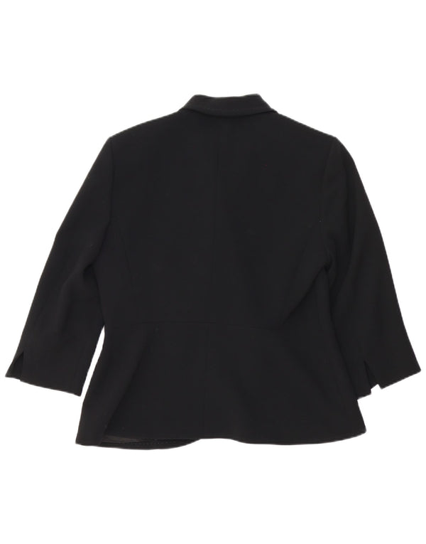 Giacca blazer da donna Max Mara con maniche a 3/4 e 1 bottone, UK 12, rayon nero medio
