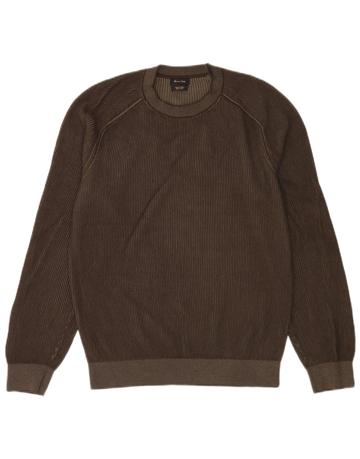 Maglione maglione girocollo da uomo Massimo Dutti in cotone marrone medio