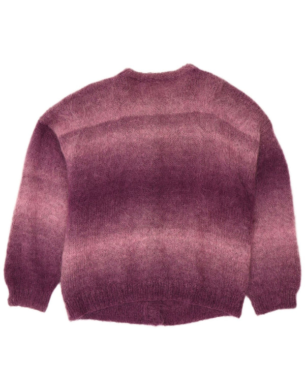 Maglione cardigan vestibilità ampia da donna VINTAGE UK 18 XL Purple Colourblock