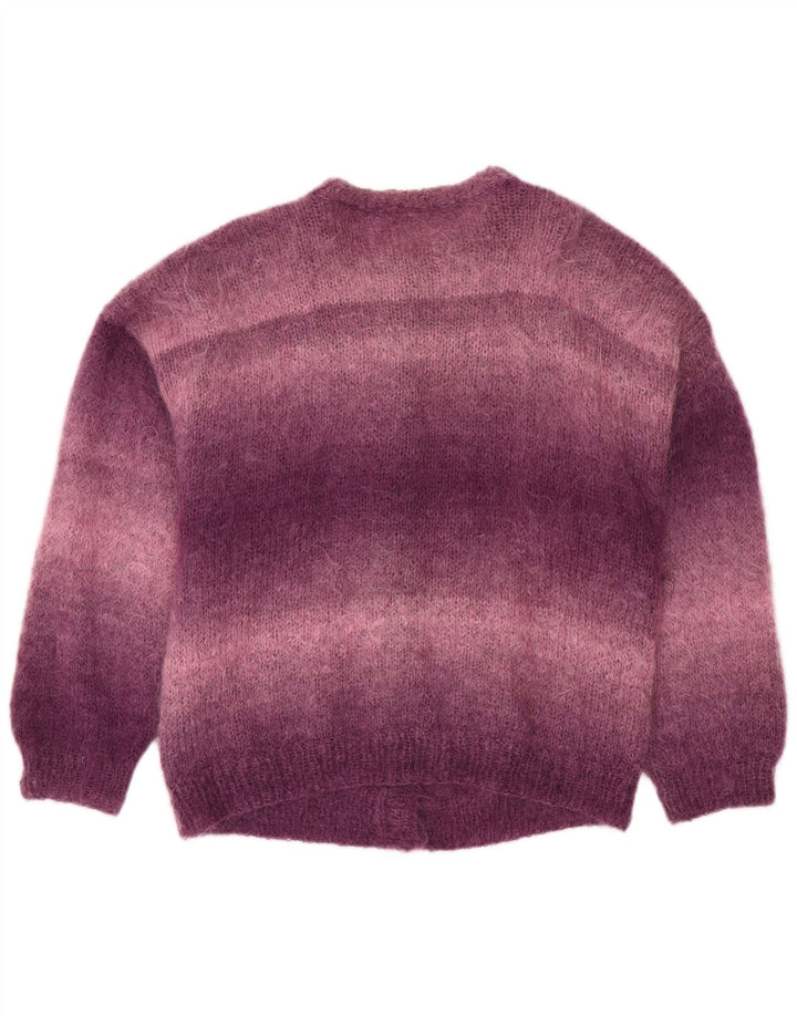 Maglione cardigan vestibilità ampia da donna VINTAGE UK 18 XL Purple Colourblock