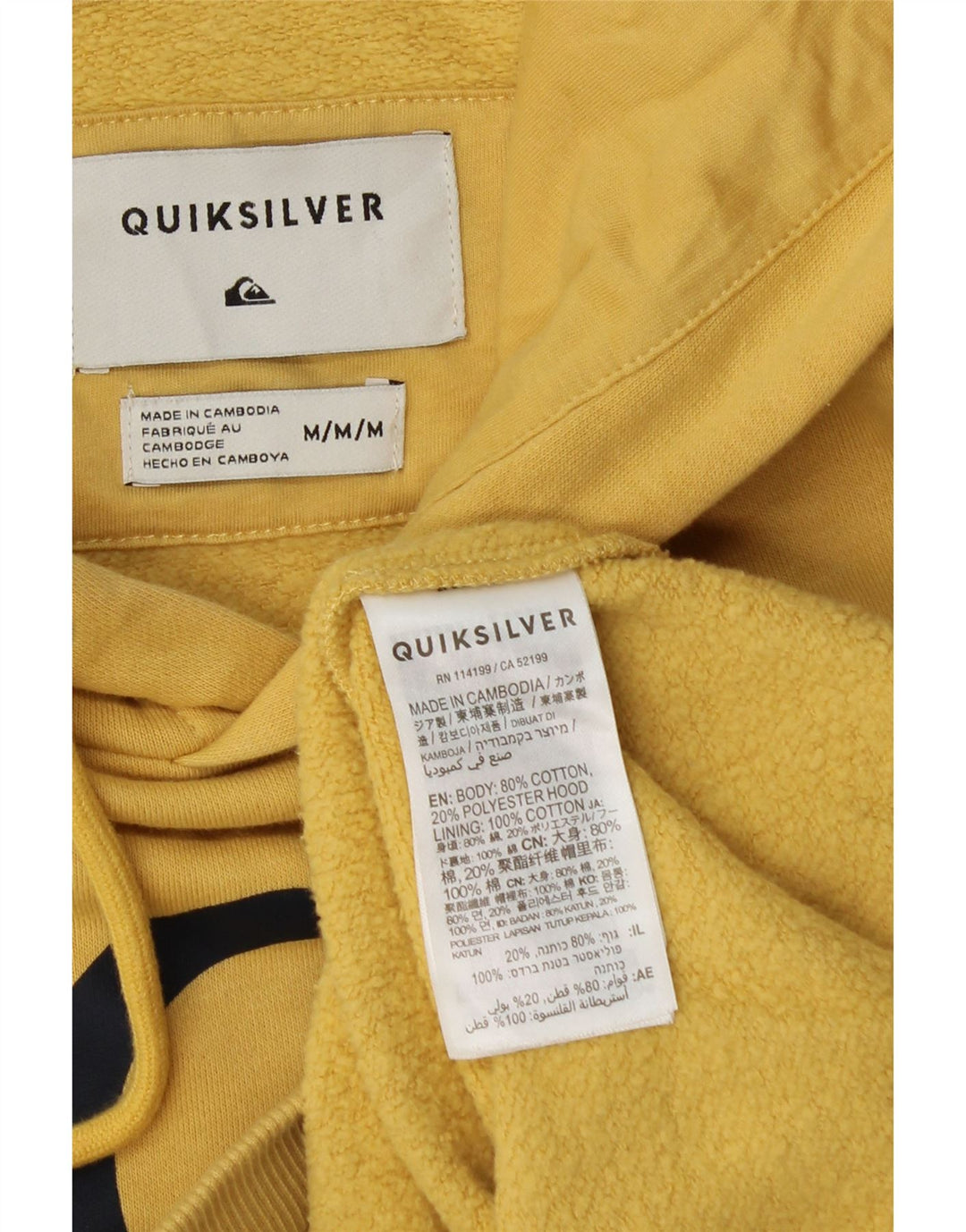 Maglione con cappuccio grafico da uomo QUIKSILVER in cotone giallo medio