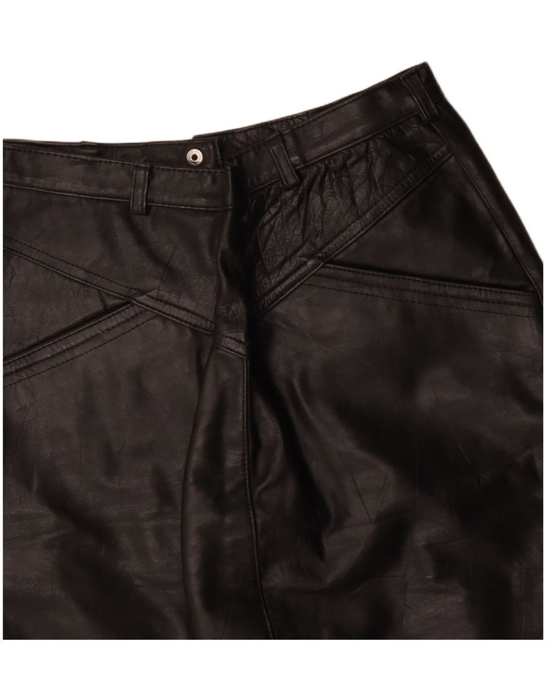 Gonna tubino in pelle vintage da donna W26 piccola nera