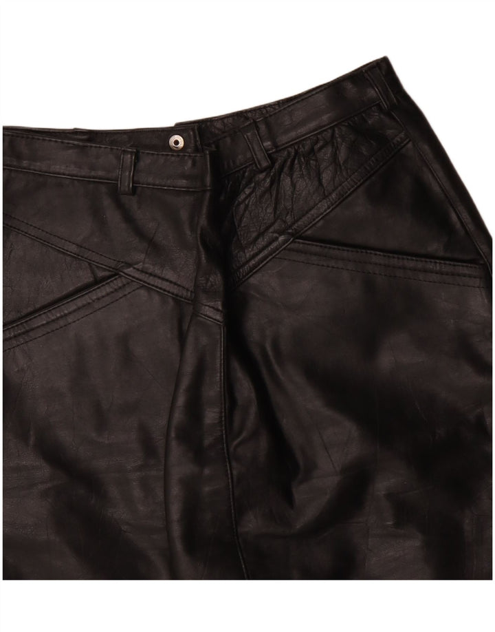 Gonna tubino in pelle vintage da donna W26 piccola nera