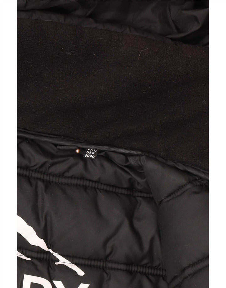 Cappotto imbottito con cappuccio da donna Superdry UK 12 medio poliestere nero