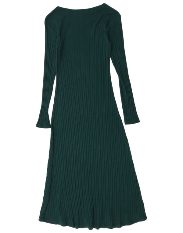 Vestito lungo a maniche lunghe da donna Zara UK 12 Cotone verde medio