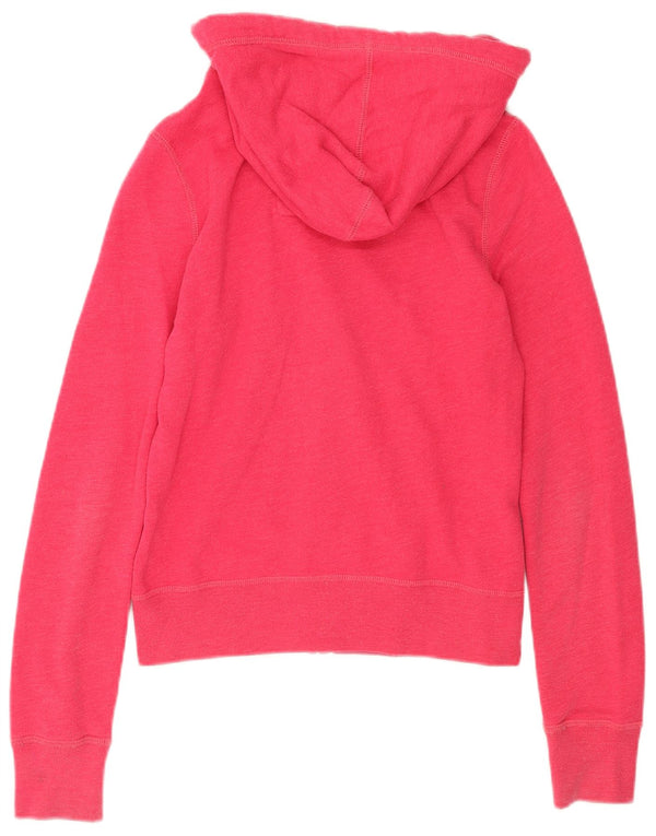 Felpa con cappuccio e zip grafica Hollister da donna UK 14 Cotone rosa medio