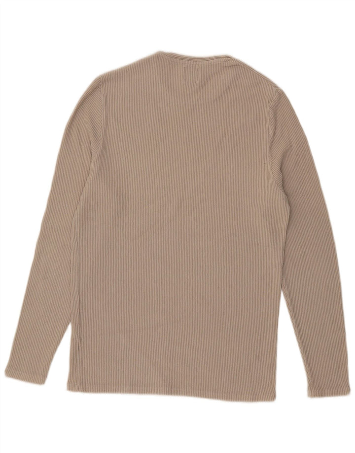 Top Zara da uomo a maniche lunghe in cotone beige medio