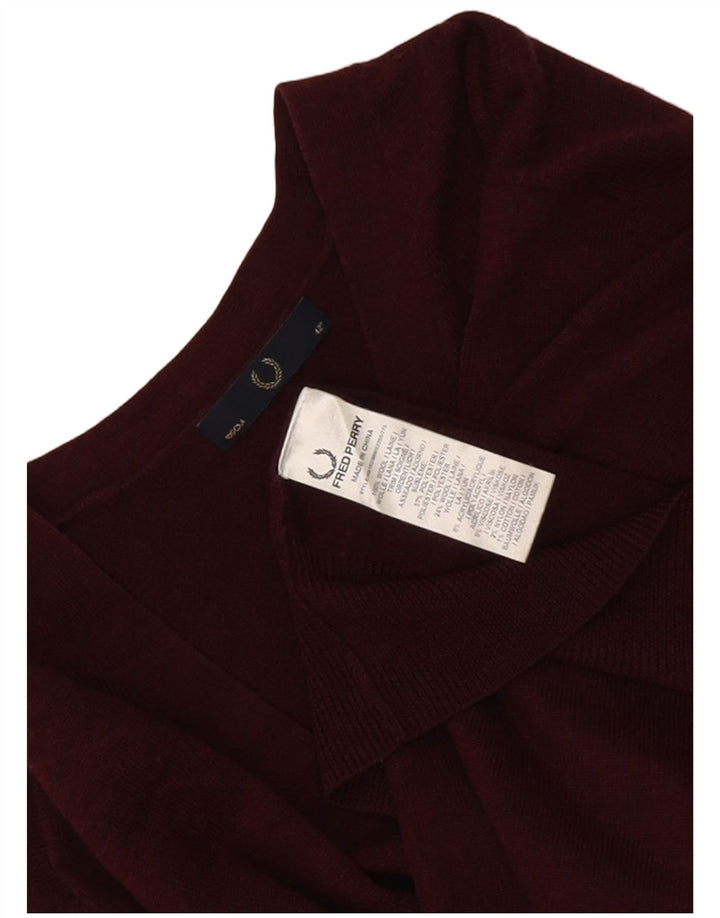 Maglione cardigan da uomo Fred Perry in lana bordeaux media