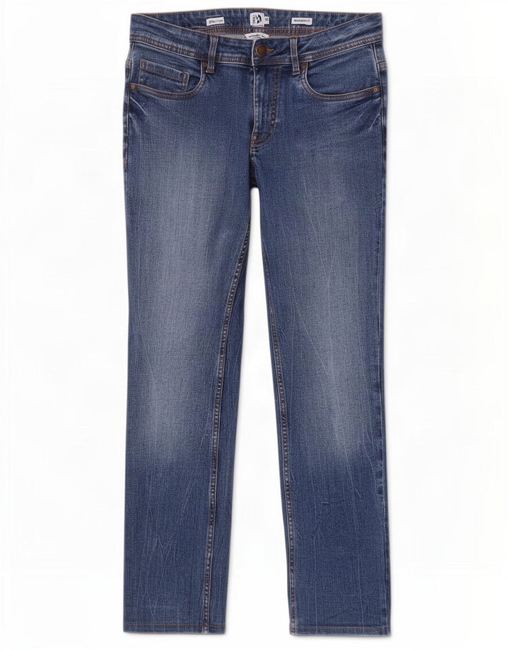 Jeans dritti da uomo dalla vestibilità regolare di Dack IT 46 Small W30 L30 in cotone blu