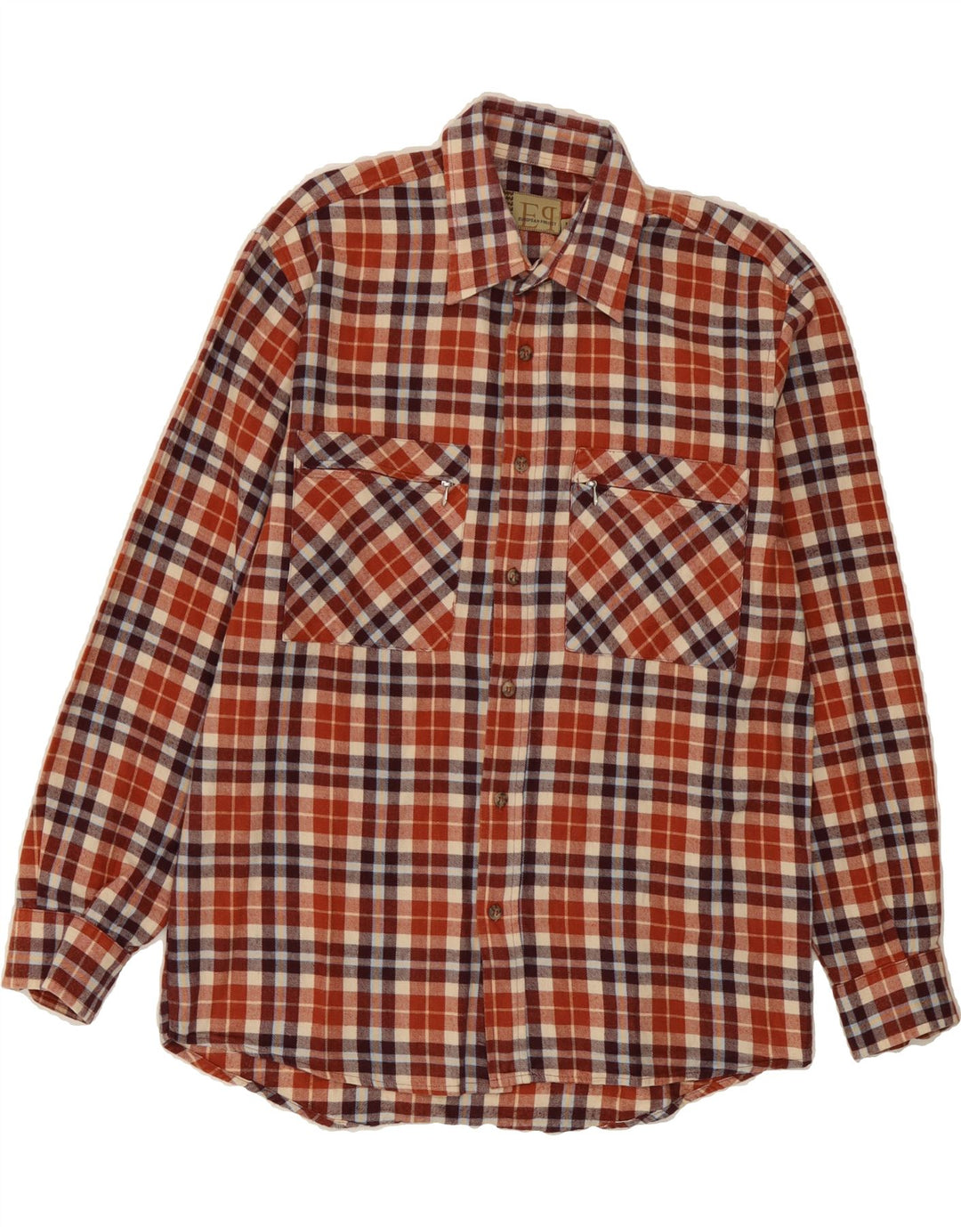 EUROPEAN PROJECT Mens Flannel Shirt Medium Brown Check Cotton Vintage European Project and Second-Hand European Project from Messina Hembry 