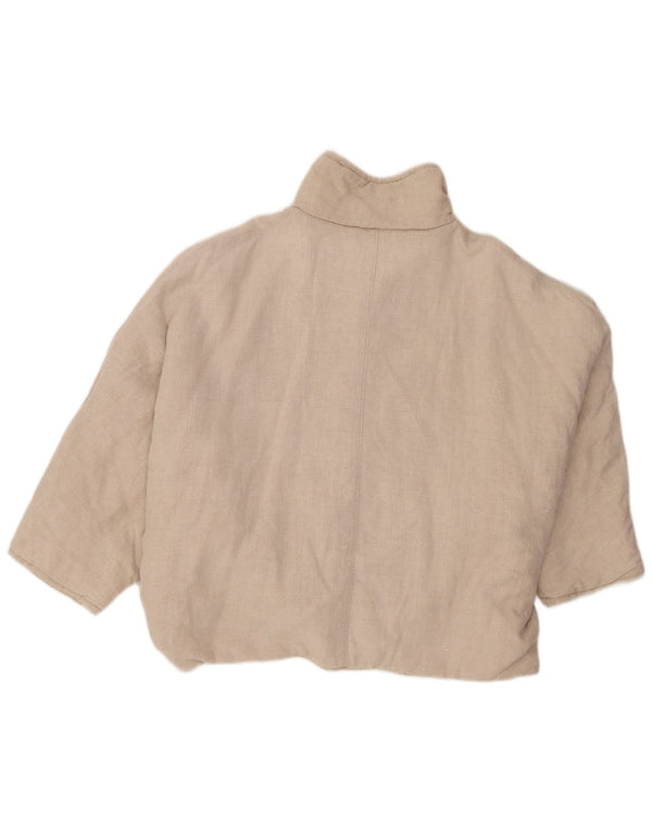 Bomber vintage da donna con maniche a 3/4 UK 16 Large Beige Colourblock