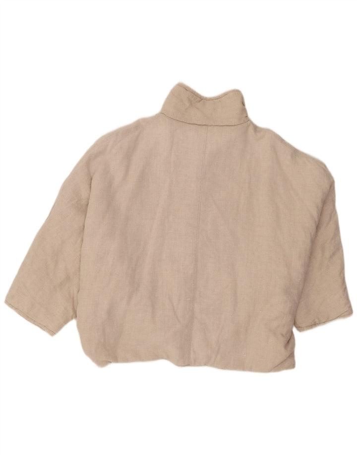 Bomber vintage da donna con maniche a 3/4 UK 16 Large Beige Colourblock