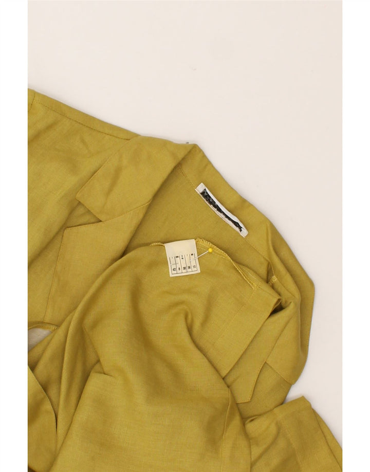 VINTAGE Womens Short Sleeve 2 Button Blazer Jacket UK 10 Small Yellow Vintage Vintage and Second-Hand Vintage from Messina Hembry 