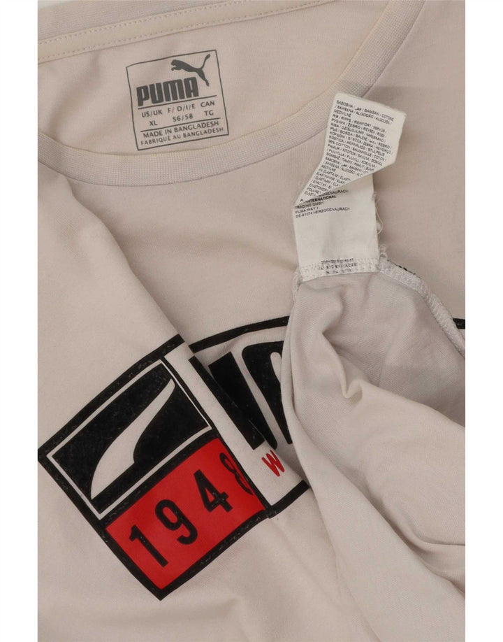 T-shirt grafica da uomo Puma Top XL in cotone bianco