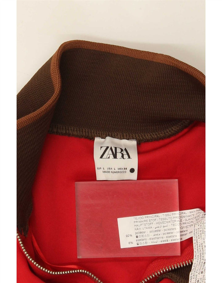 Giacca da tuta da uomo Zara grande in poliestere color block rosso