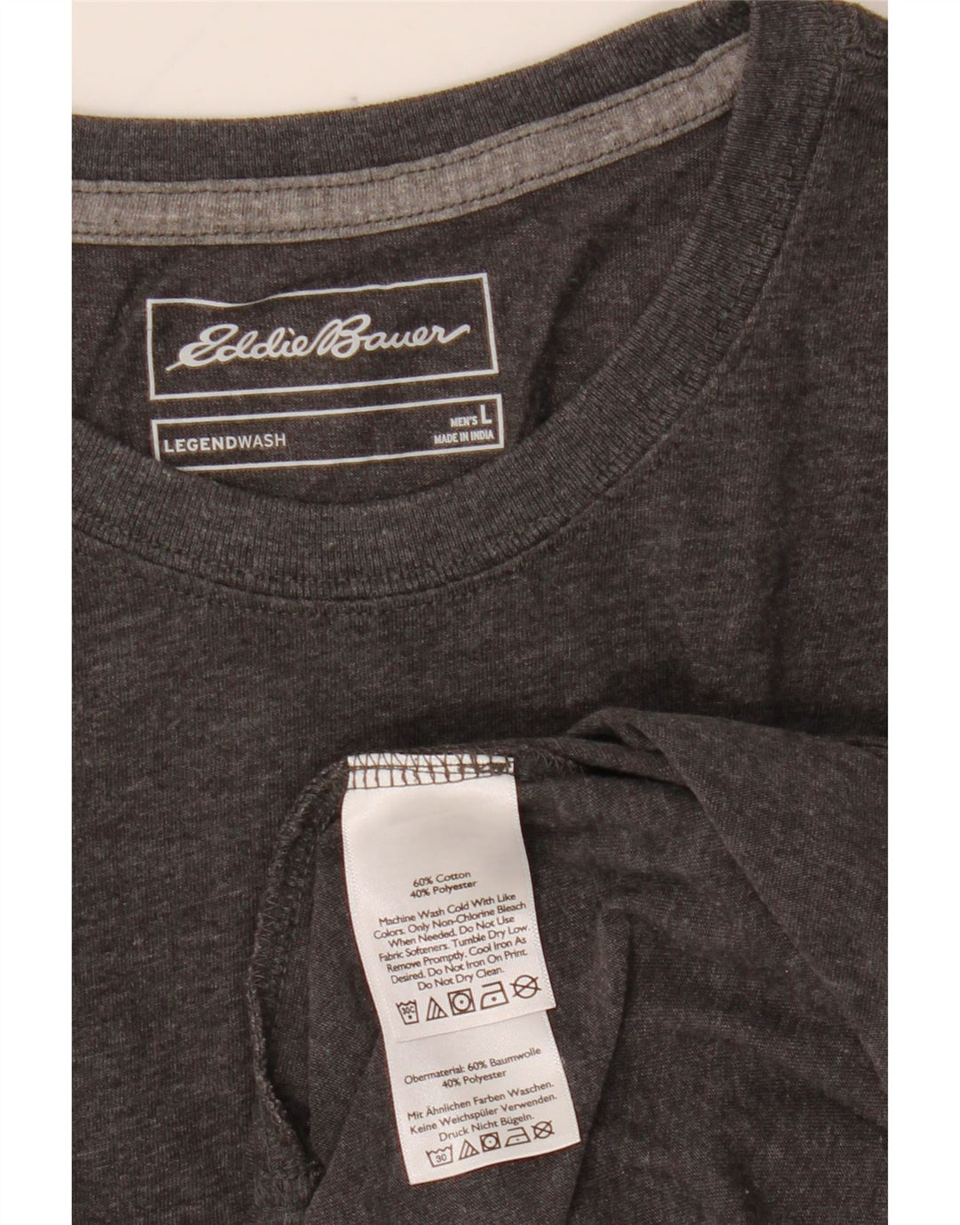 EDDIE BAUER Top da uomo a manica lunga grande in cotone grigio