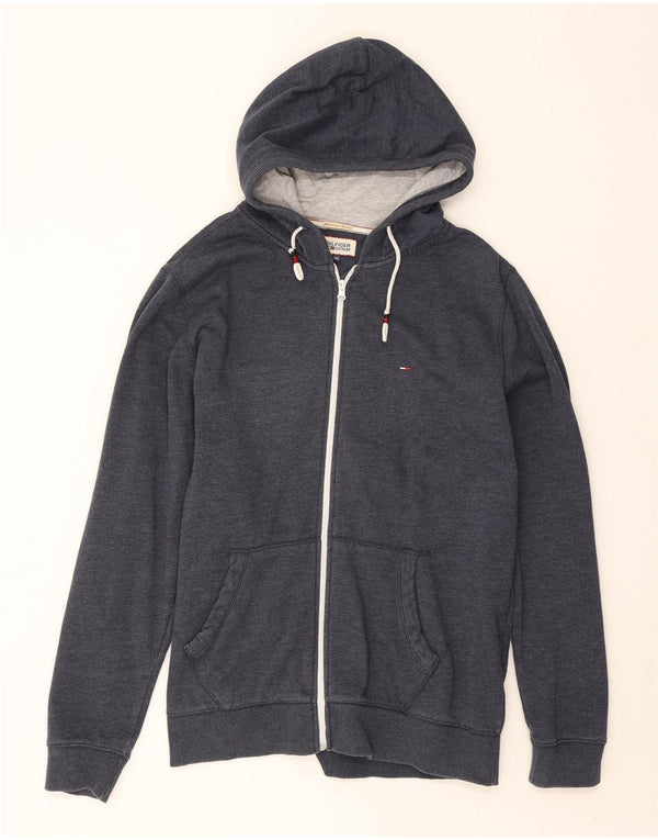 Maglione con cappuccio e zip da uomo Tommy Hilfiger 2XL cotone blu navy
