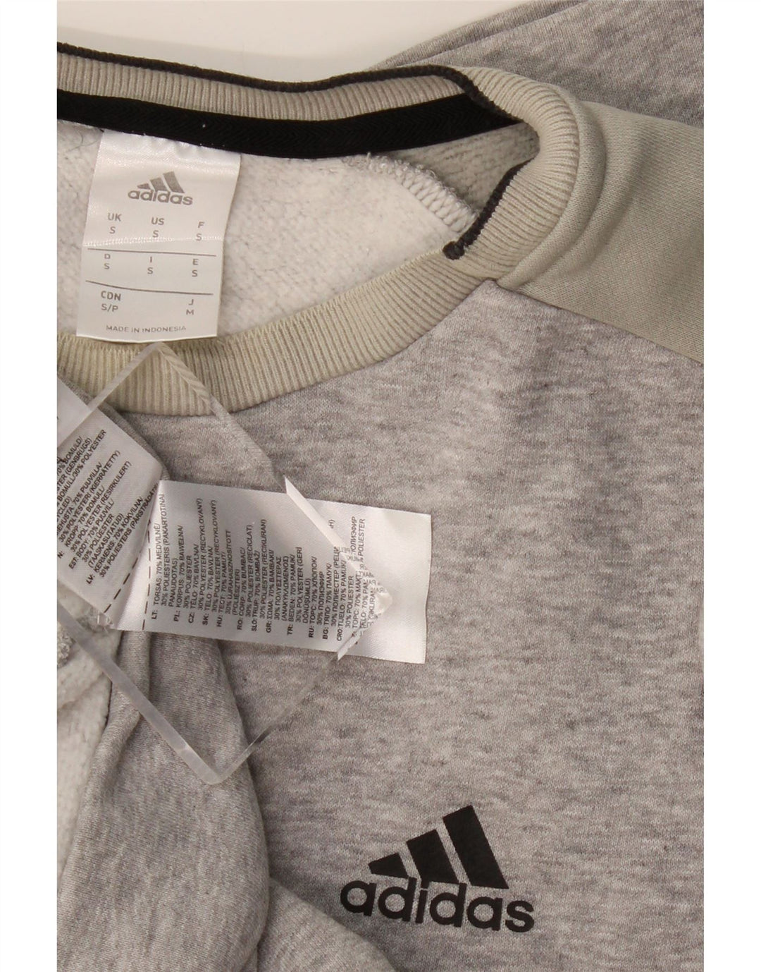 Felpa da uomo Adidas maglione piccolo grigio color block in cotone