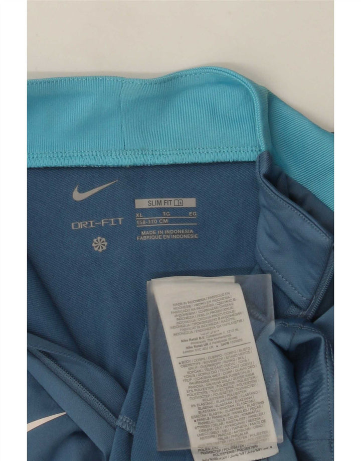 Top della tuta pullover Nike da ragazzo Dri Fit Slim con zip e collo 13-14 anni XL Blu