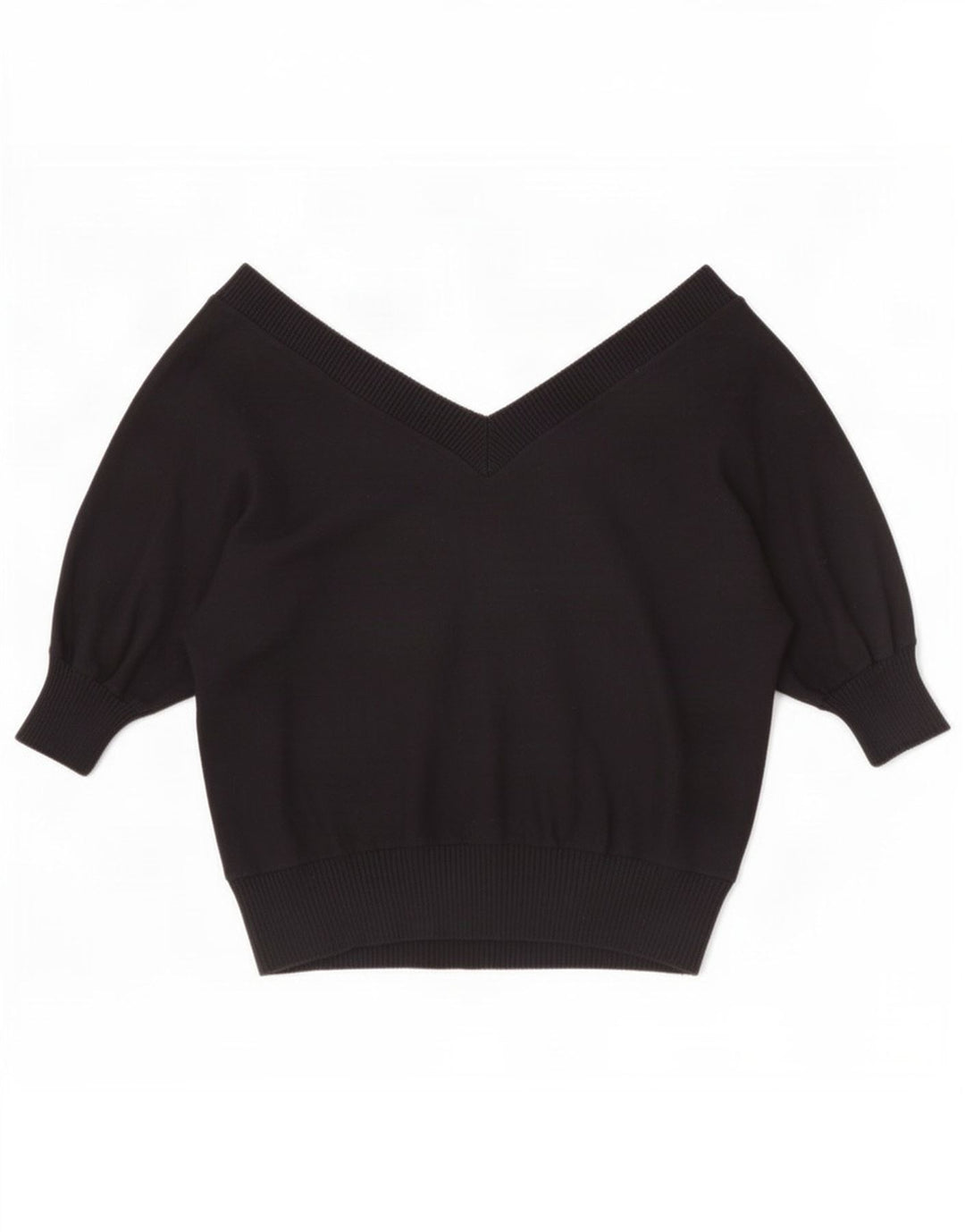 Maglione Zara da donna a maniche corte con scollo a V UK 14 medio nero