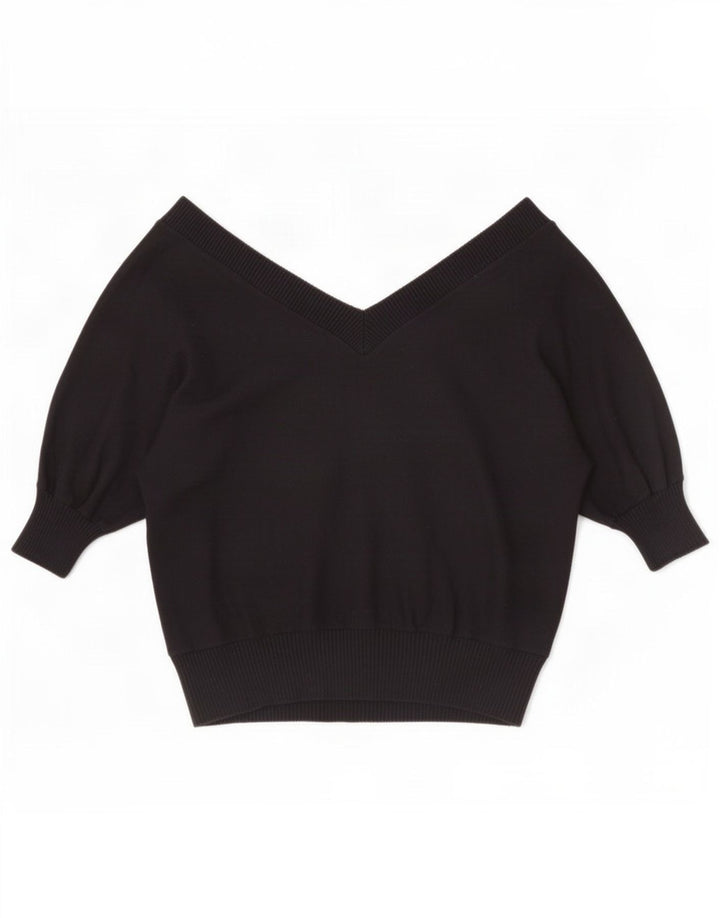 Maglione Zara da donna a maniche corte con scollo a V UK 14 medio nero