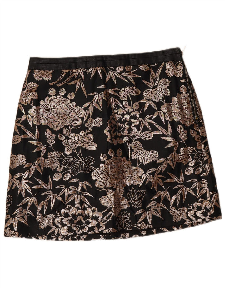 Minigonna da donna Oasis UK 12 media W30 nera floreale