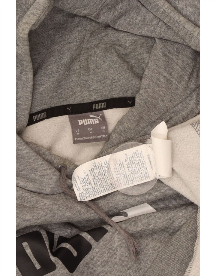 PUMA Mens Graphic Hoodie Jumper Medium Grey Cotton