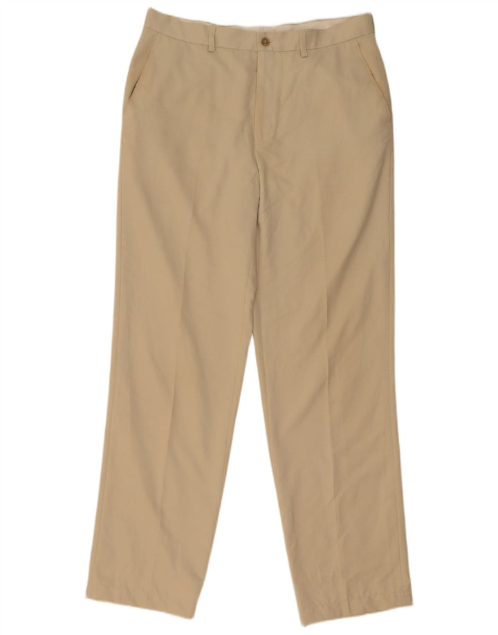 Pantaloni chino dritti da uomo Marks & Spencer W34 L33 Poliestere beige