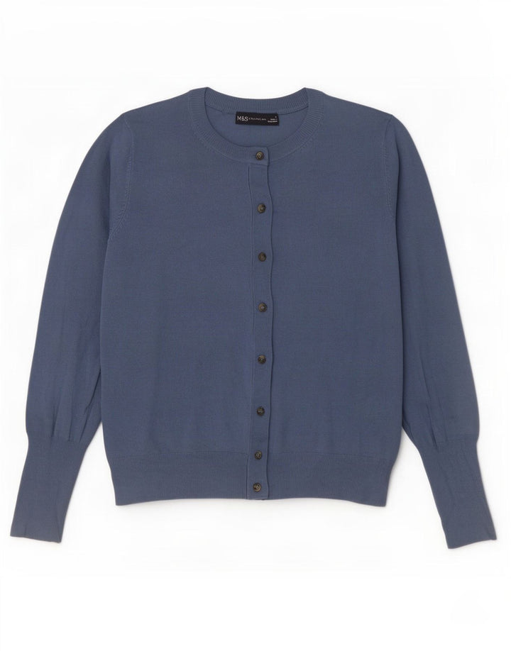 Maglione cardigan da donna Marks & Spencer UK 12 Viscosa blu medio