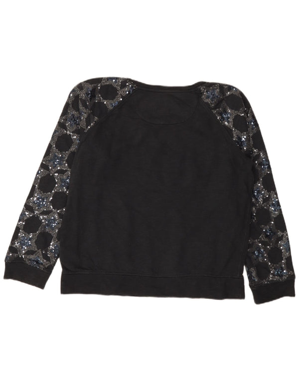 Felpa con grafica da donna SUPERDRY UK 16 grande cotone nero