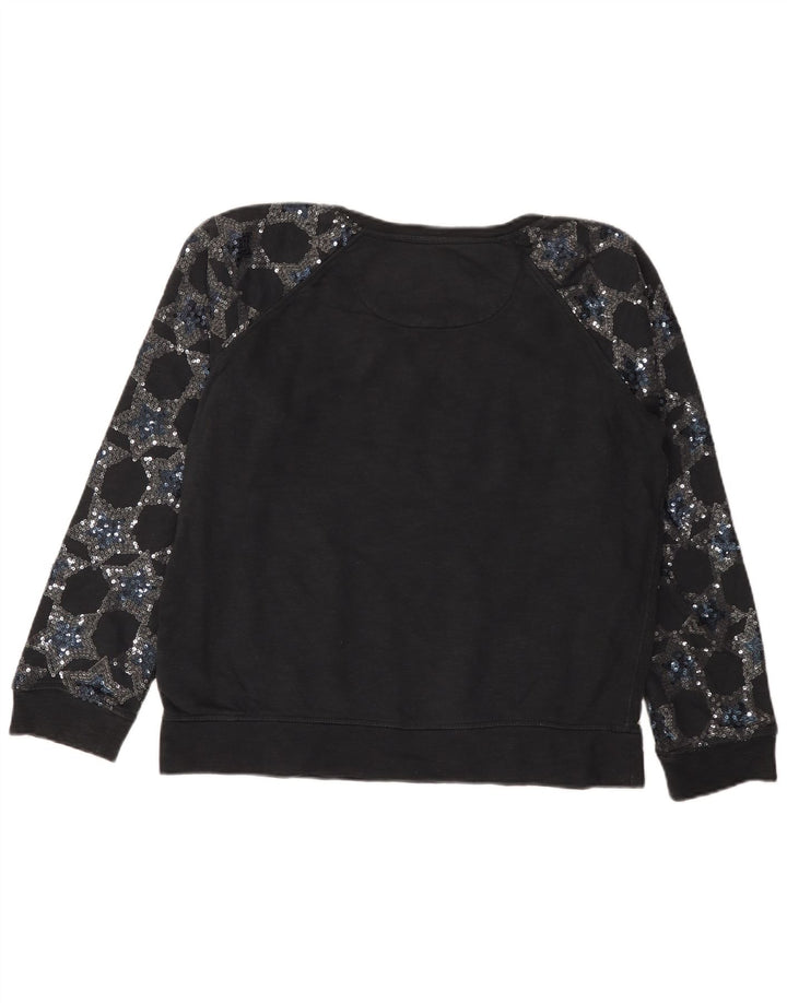 Felpa con grafica da donna SUPERDRY UK 16 grande cotone nero