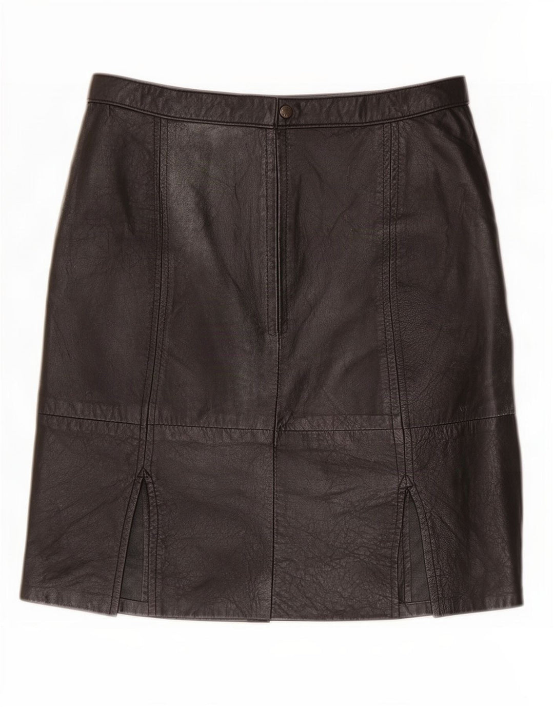 Gonna in pelle vintage da donna IT 44 media W30 nera