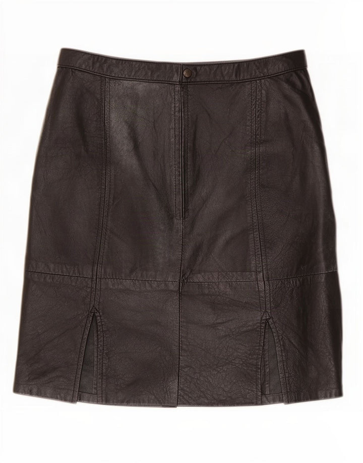 Gonna in pelle vintage da donna IT 44 media W30 nera