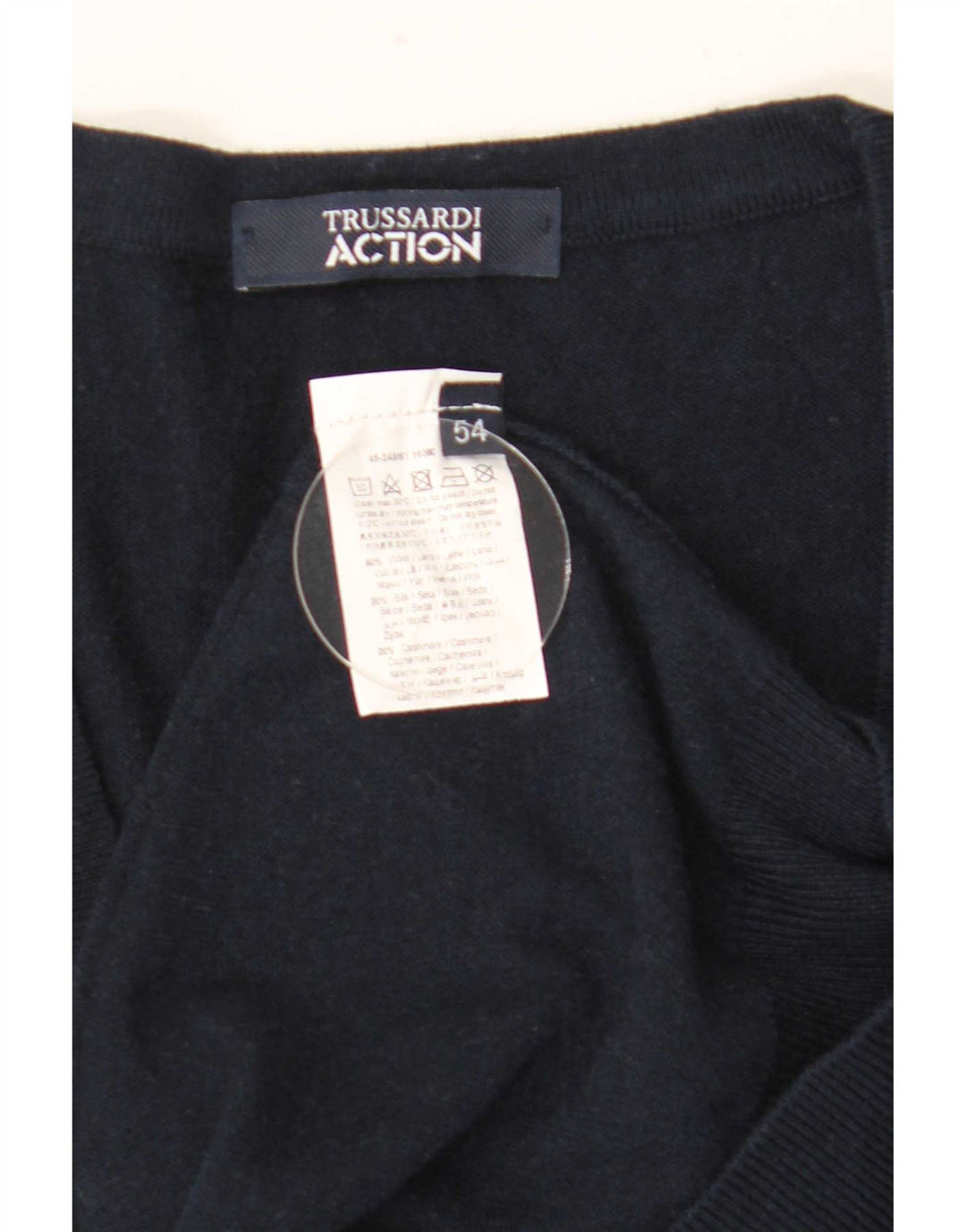Maglia Cardigan Uomo Trussardi IT 54 XL Blu Navy Lana