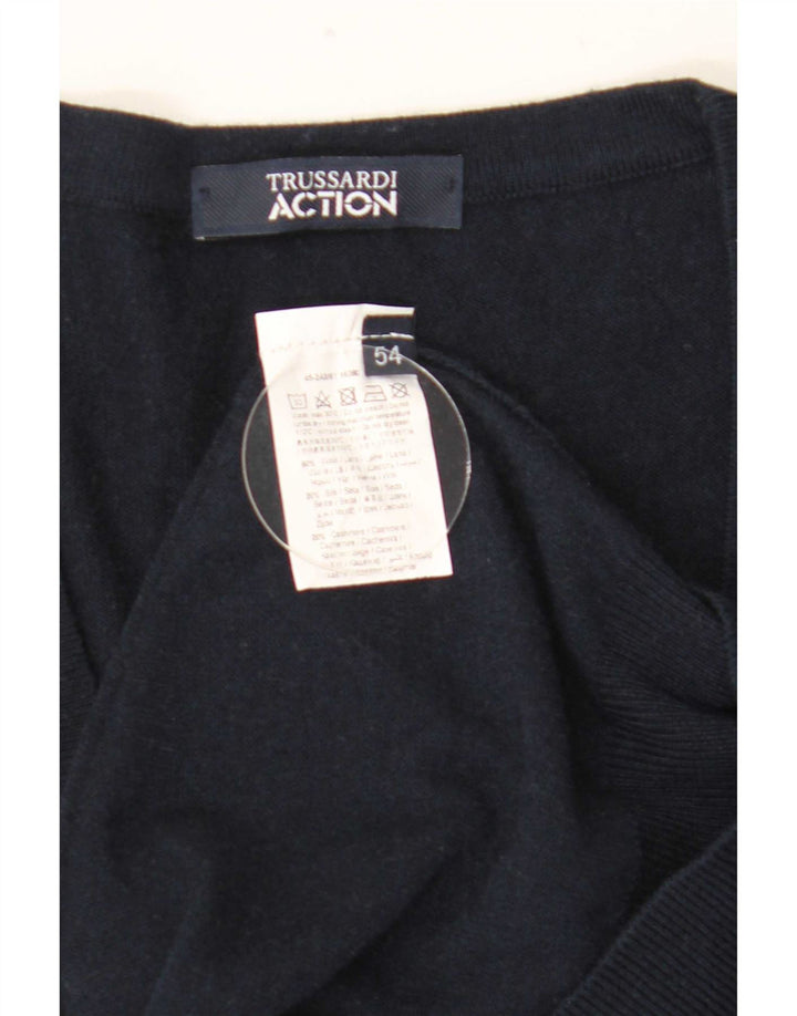 Maglia Cardigan Uomo Trussardi IT 54 XL Blu Navy Lana