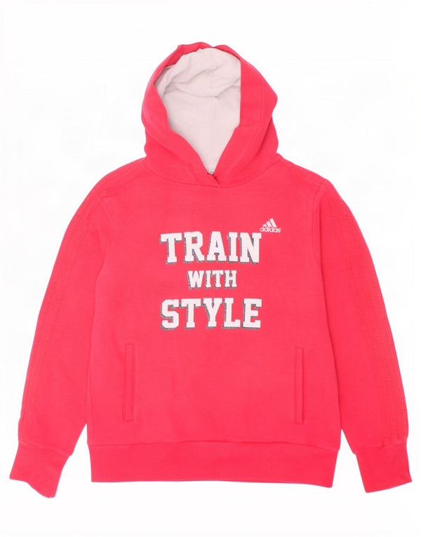 Felpa con cappuccio grafica Adidas da bambino 8-9 anni piccola in cotone rosso