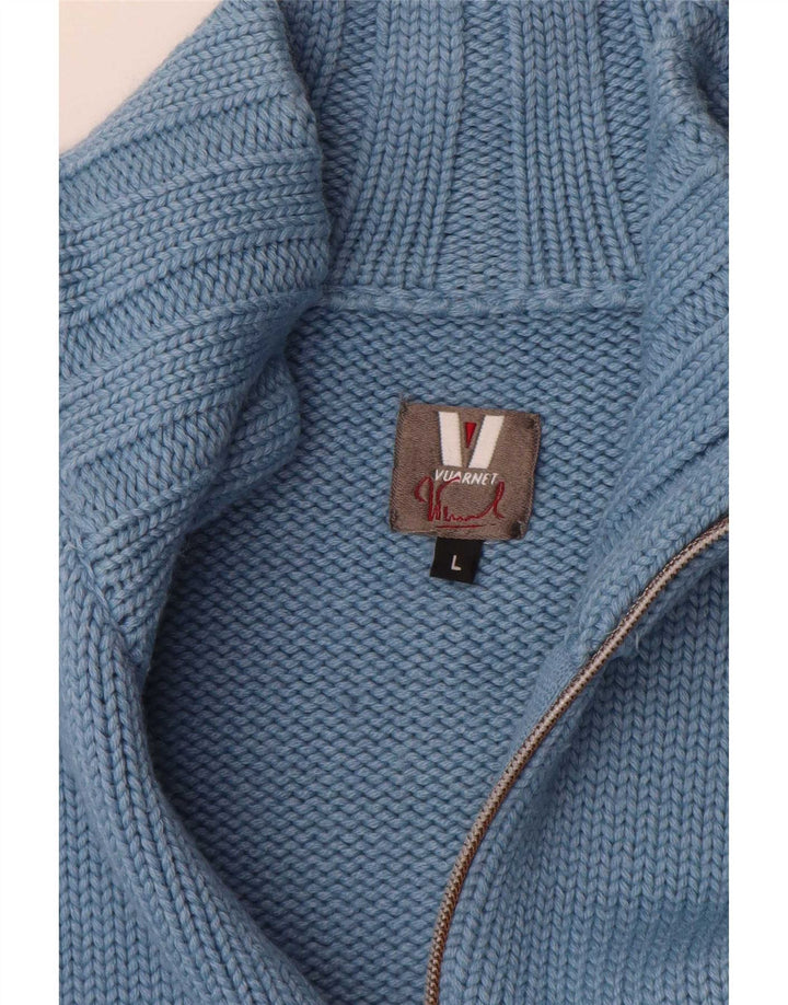 Vuarnet Maglione cardigan con zip intera da uomo grande blocco colore blu