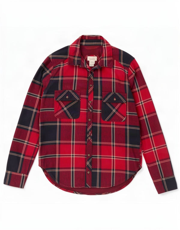 Camicia da donna Abercrombie & Fitch UK 10 piccolo cotone scozzese rosso