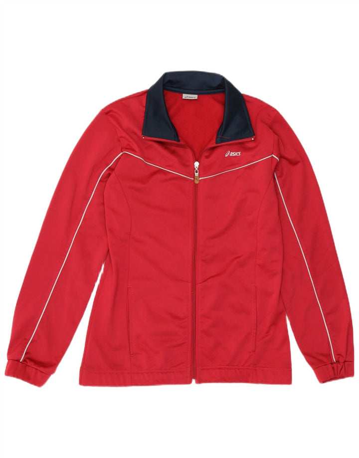 Giacca da tuta da donna Asics UK 14 Poliestere color block rosso medio