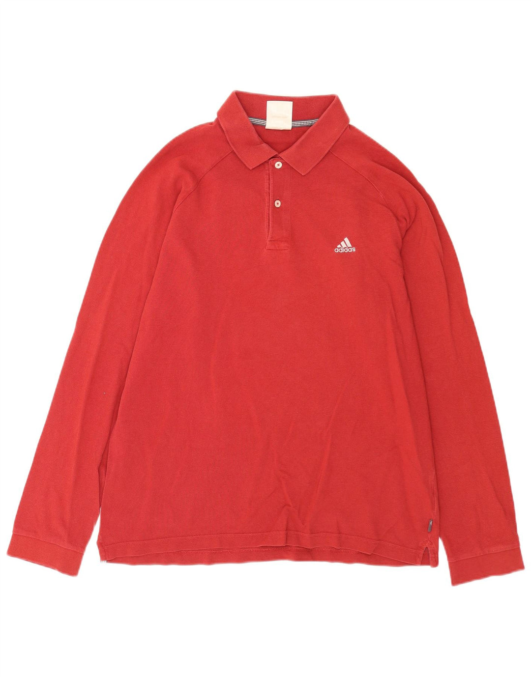Polo Adidas da uomo a maniche lunghe grande in cotone rosso