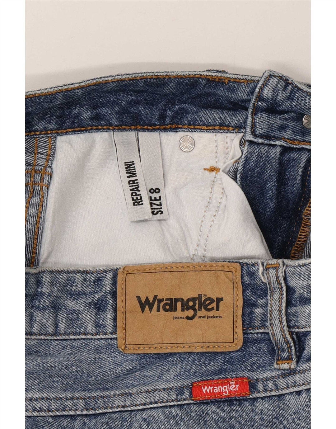 Gonna in denim invecchiato da donna Wrangler UK 8 piccola W27 blu