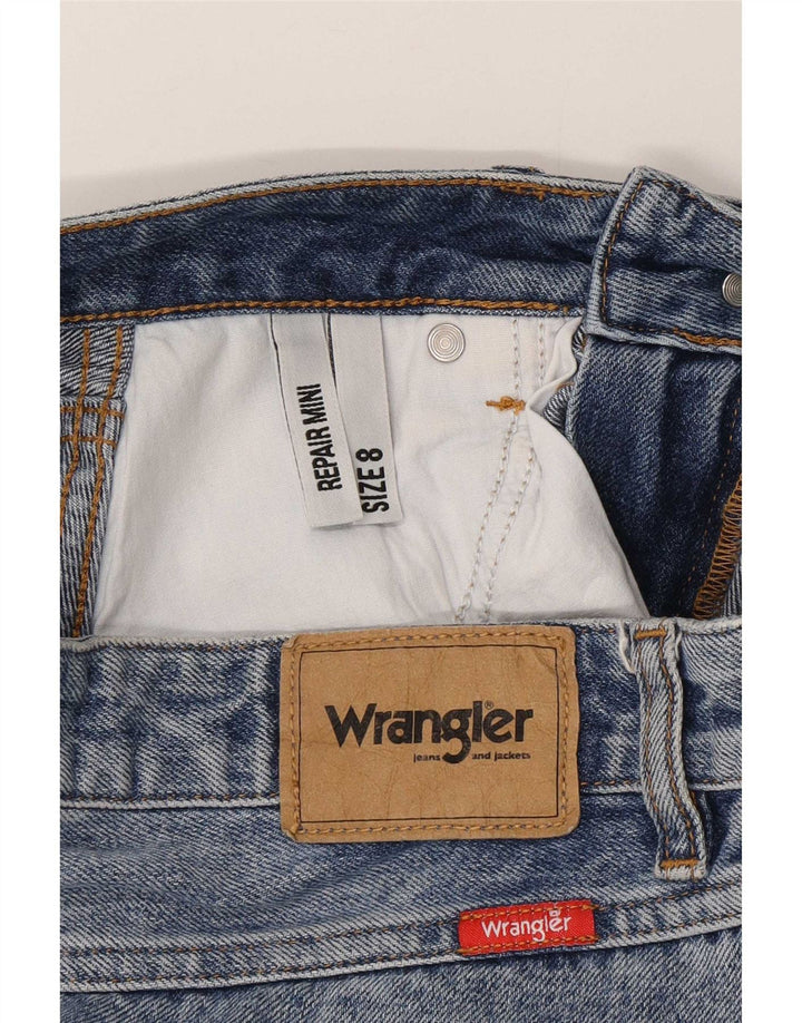 Gonna in denim invecchiato da donna Wrangler UK 8 piccola W27 blu