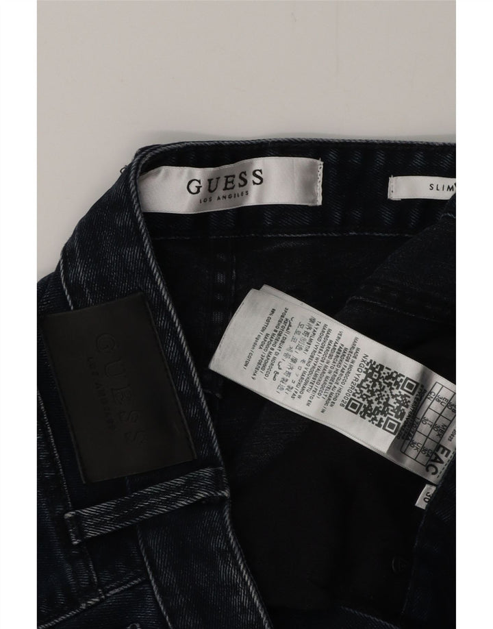 Pantaloncini GUESS da uomo slim in denim invecchiato W30 cotone blu navy medio