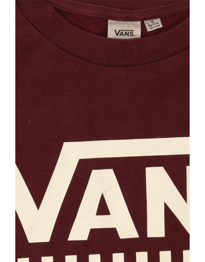 VANS Mens Graphic Sweatshirt Jumper Small Burgundy Cotton Vintage Vans and Second-Hand Vans from Messina Hembry 