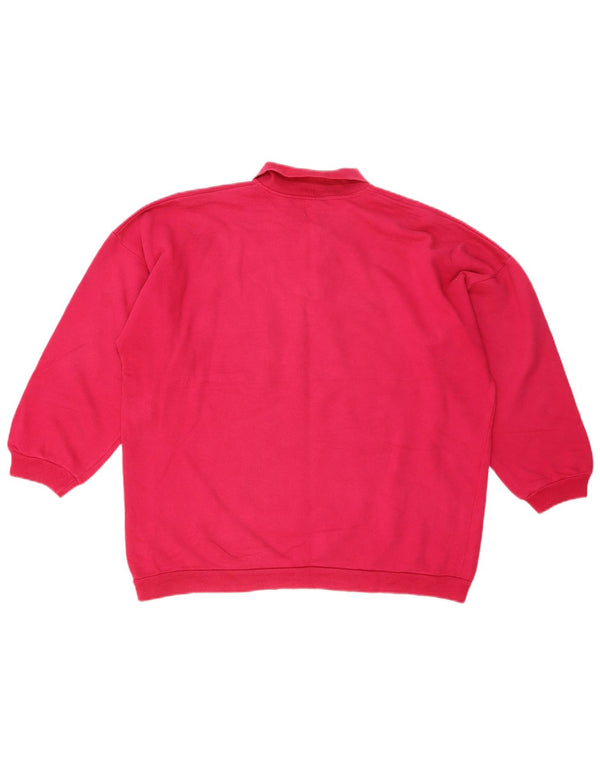 Felpa da donna oversize con collo a polo Benetton da donna UK 10 piccola rosa
