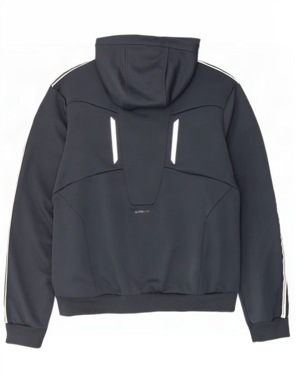 Maglione con cappuccio e zip Adidas Climalite da uomo, grande, in poliestere color block grigio