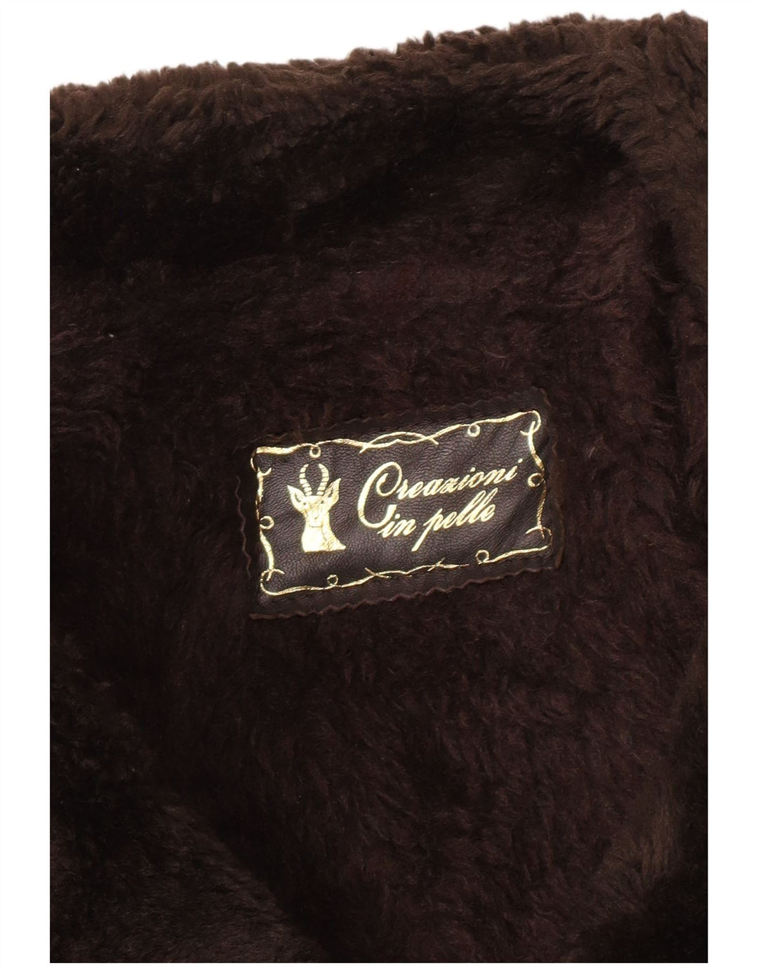 Cappotto doppiopetto in shearling vintage da uomo UK 36 piccolo in pelle marrone