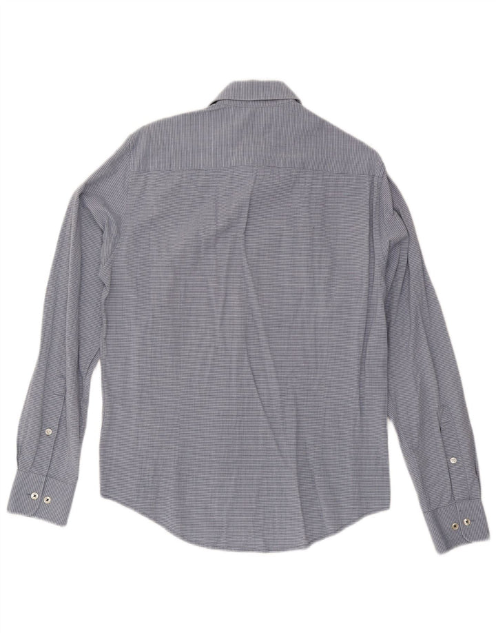 Camicia Armani Jeans da uomo su misura in cotone gessato blu medio
