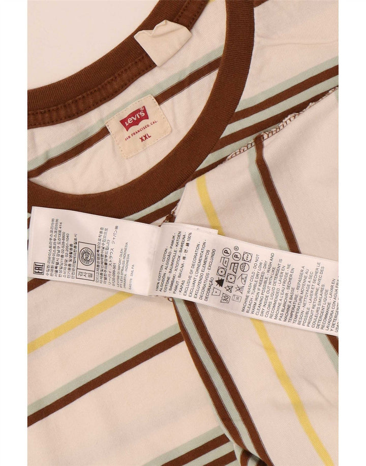 T-shirt da uomo Levi's Top 2XL cotone a righe bianco sporco