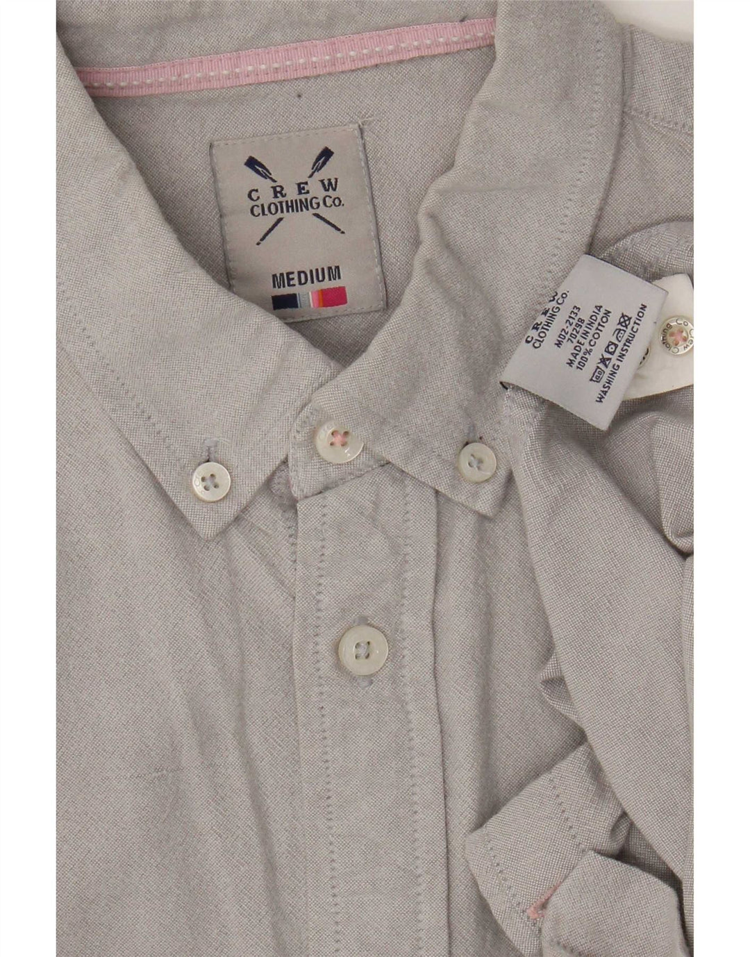 Crew Clothing Camicia da uomo in cotone grigio medio